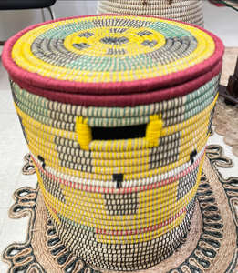 Grand panier en paille de jonc, couleurs mélangées, 100% écologique, haute qualité, durable, respirant, biodégradable, multifonction - Product Image 4