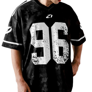 Maillot de football américain noir de qualité supérieure, col en V, motif camouflage, chemise de sport, logo personnalisé, service OEM, marque privée, vente en gros - Product Image 1