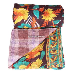 Couette de travail Kantha en coton vintage indien/jetés/Gudari/couvertures vieux couvre-lit GD001 Kantha travail couette indien réversible - Product Image 4