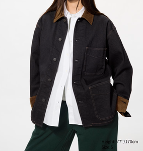 Unisex Denim <b>Trucker</b> <b>Jacket</b> Workwear Style Turn-down Collar Pockets Regular Fit Autumn Season Cotton Fabric Washed Finish - Product Image 6