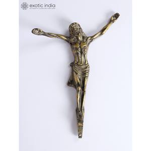 Elegant 11-Inch Vintage Brass Wall Hanging Statue of Jesus Christ Traditional Design for <b>Home</b> Decor <b>Temples</b> Handmade in India - Product Image 1