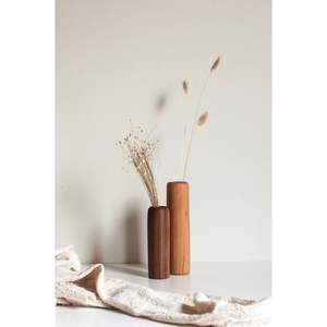 Vase décoratif en bois fait à la main, bambou et bois, artisanat pour une présentation élégante à la maison - Product Image 5