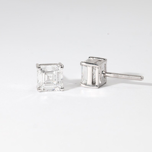 ต่างหูเพชรทรง Asscher Cut ขนาด 1 ถึง 3 กะรัต แบบ Solitaire ทองคำแท้ 14K ดีไซน์คลาสสิกเหนือกาลเวลา เหมาะสำหรับเป็นของขวัญ - Product Image 3