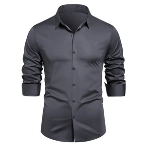 Camisa de Vestir Casual para Hombre, Manga Larga, Cuello Clásico, Color Sólido, Tejida - Product Image 4