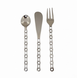 Elegant Stainless Steel Cutlery Set With Chain Handle Design Minimalist Style For Home Kitchen <b>Camping</b> And Restaurant Use - Product Image 1