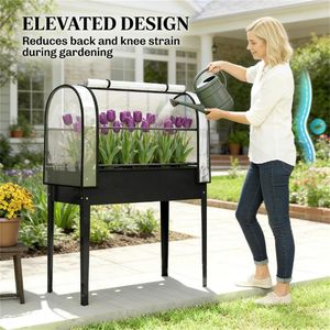 Fioriera rialzata nera per giardino, vasi e fioriere, cassetta per la semina - Product Image 6