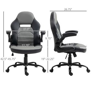 Swivel Racing Computer Desk Chair Revolving Adjustable Height <b>Footrest</b> for Home Office Gaming Flip-Up Armrest Wheels Mesh - Product Image 3
