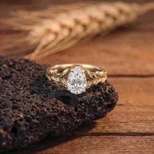 Art Deco Moissanite 2CT Pear Cut Diamond Promise <b>Ring</b> original 925 <b>Silver</b> Romantic Party Gift for Lovers Charms - Product Image 4