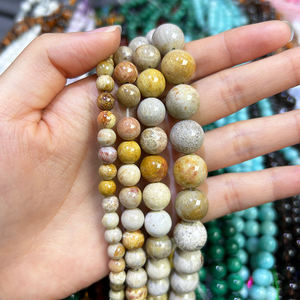 Perles de haute qualité en gros, très demandées, pour la création de bijoux, artisanat, corail naturel, jade, pierre précieuse chrysanthème, rondes, pour bijoux - Product Image 4