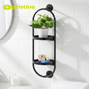Mejor organizador de almacenamiento de pared metálico de doble nivel con diseño moderno OEM de Shopee para baño, ahorro de espacio, para el hogar, hoteles, esquina, DIY - Product Image 2