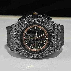 Montre-bracelet en moissanite pour homme et femme avec cadran blanc numérique, design luxueux personnalisé fait main, bracelet en caoutchouc - Product Image 1