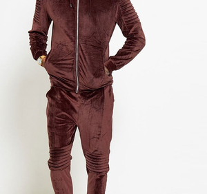 Mens Velvet <b>Velour</b> Winter <b>Tracksuit</b> Premium 2PCS Full Zip Jacket Sweatpants Breathable Solid Acid Wash Casual Fleece Adjustable - Product Image 4