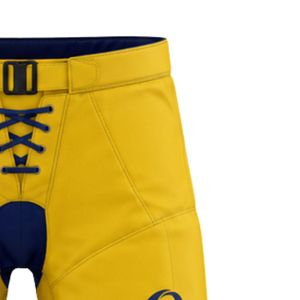 Shorts de hockey sur glace jaunes et bleu marine, équipement de protection léger, uniforme d'équipe athlétique, shorts confortables pour les entraînements et les matchs sportifs - Product Image 4