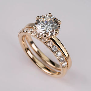 Bague de fiançailles en diamant de laboratoire de luxe VVS Diam 1,00 ct, taille ronde, avec alliance de mariage en or 18K/14K/10K, cadeau de bijoux fins - Product Image 5