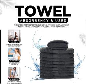 Élégante serviette de visage en coton gris tricoté, douce et absorbante, pour sécher les cheveux, serviette de toilette de luxe pour spa et salle de bain - Product Image 2