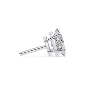 Boucles d'oreilles clous REYES minimalistes en argent sterling 925 avec moissanite taille princesse 2,5 carats, plaqué or blanc 14K et rhodium, bijoux fins - Product Image 4