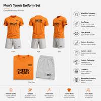 Ensemble uniforme de tennis d'été pour hommes : T-shirt de performance et short athlétique, impression sérigraphiée personnalisée, fournisseur OEM