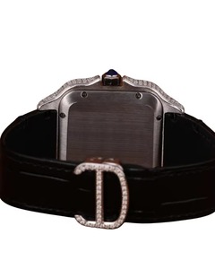 Montre unisexe de luxe antique Hip Hop en acier inoxydable noir avec bracelet en caoutchouc, mouvement à quartz, verre et moissanite VVS - Product Image 5