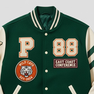 Custom Baseball Letterman Varsity <b>Jackets</b> <b>Men</b> Wool <b>Leather</b> Sleeves College Letterman <b>Jacket</b> With Embroidery Logo - Product Image 6
