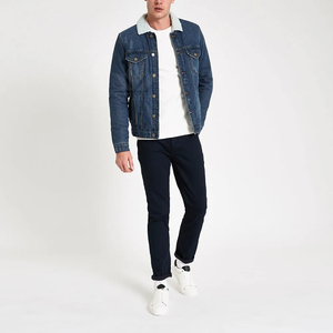 Chaqueta de pana rosa claro para hombre, estilo camionero, forro de sherpa, cierre de botones, manga larga, corte regular, cálida, informal, para invierno. - Product Image 2