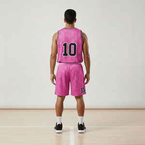 Ensemble d'uniformes de basketball pour l'entraînement, personnalisation de groupe, impression de numéros, respirant, séchage rapide, écologique, 100% polyester, haut de gamme - Product Image 3