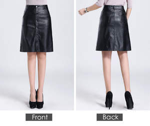 Falda Corta de Cuero de Oveja Encerado para Mujer, Cintura Alta, Corte en A, Ajuste Seguro - Product Image 5