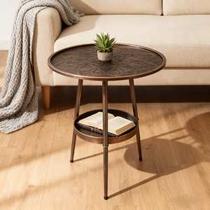 Mesa Auxiliar de Metal Latón Antiguo con Detalles Hechos a Mano para Decoración Interior de Primera Calidad y Acento Clásico en Muebles - Product Image 3