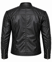 Veste de moto en cuir de vache noir respirant pour homme, coupe ajustée, col montant, fermeture éclair, style motard, vêtement d'hiver