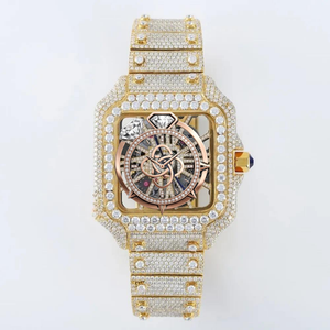 Montre en diamant moissanite sur mesure pour homme, luxe, entièrement sertie de pierres - Product Image 3