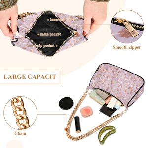 Bolso de Hombro con Correa de Cadena y Estampado de Leopardo, Bolso Bandolera de Poliéster con Cierre de Cremallera para Mujer - Product Image 4