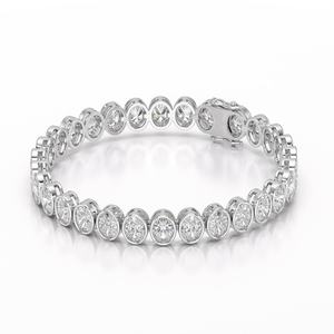 Bracelet tennis en argent 925 avec diamants de laboratoire pour femme, ovales VVS VS, 15 grammes, couleur DEF, plaqué rhodium, bijoux de luxe en gros - Product Image 3
