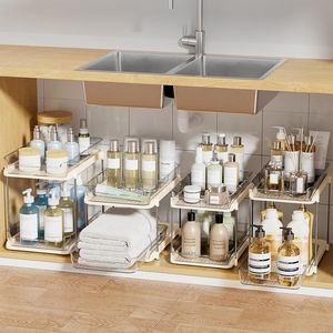 Organizzatore a 2 Livelli Multiuso per Bagno e Cucina, Armadietto Estraibile per Medicinali, Organizzatori Impilabili per Dispensa per un'Organizzazione Ottimale - Product Image 3