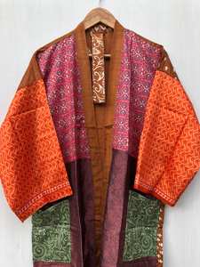 Robe Kimono Longue en Soie à Col en V pour Femme, Légère et Colorée, Idéale pour la Plage ou les Resorts, Vente en Gros - Product Image 5