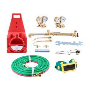 Kit de chalumeau oxyacétylénique portable 14 pièces, ensemble de soudage et de découpe au gaz avec chalumeau double tuyau 177 pour le brasage - Product Image 1