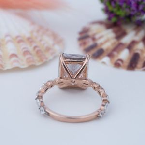 Pass Diamond <b>Tester</b> Luxury Jewelry 925 Sterling Silver Radiant Cut Rose <b>Gold</b> Plated Moissanite 4ct Wedding Engagement Women Ring - Product Image 3
