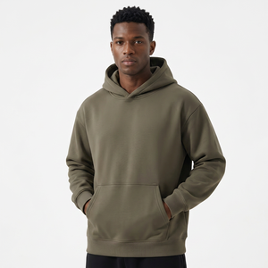Sweat-shirt à capuche oversize pour homme, couleur unie, en molleton bouclette, décontracté, avec poche, coupe classique, tricoté, manches longues, automne - Product Image 6