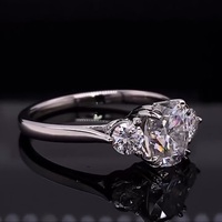 Bague de fiançailles pour femme en or massif 14 carats avec diamant naturel taille brillant 1,86 carat H VS2 et 3 pierres latérales naturelles certifiées classiques