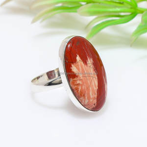 Anillo de jaspe de Río Rojo de Plata de Ley 925 más vendido, regalo de boda perfecto para su anillo de mujer de cristal curativo de banda delgada - Product Image 3