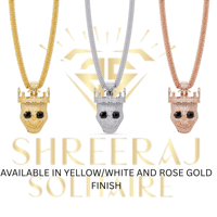 Pendentif Couronne Tête de Mort Entièrement Sertie de Pierres, en Argent Sterling 925 Plaqué Or, Certifié par un Certificat de Tiers, Bijoux Hip Hop pour Rappeurs, Vente en Gros