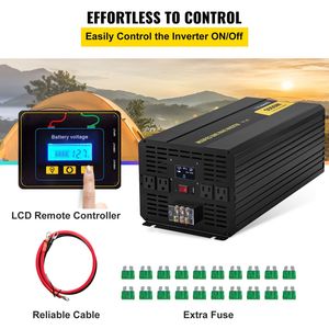 Convertisseur de puissance à onde sinusoïdale modifiée 5000W DC 12V AC 120V pour voiture avec télécommande LCD et indicateur LED pour onduleurs solaires - Product Image 5
