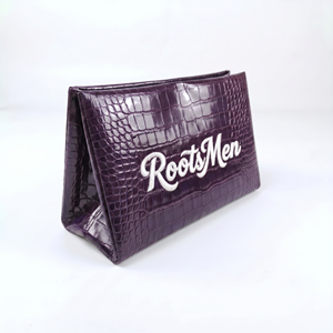 Rootsmen Custom Purple Premium Ins-Style PU Leather <b>Makeup</b> Bag Open Closure Lightweight Water Resistant Hanging Travel Cosmetic - Product Image 6