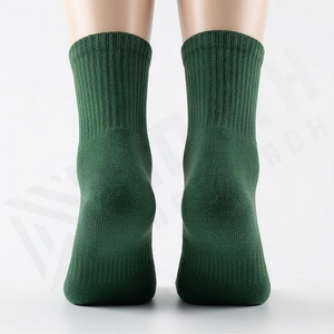 Green 5 Toe Crew <b>Socks</b> Solid Knitted Cotton Breathable For Adults Casual Daily Wear Autumn Style - Product Image 2