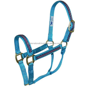 Halter de caballo de nailon hecho a medida clásico en muchos tamaños de colores herrajes de latón ajustables sólidos Halter de caballo de nailon de triple capa - Product Image 2