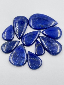 Lot de 10 cabochons en pierre précieuse naturelle Lapis Lazuli, forme poire, 72g, vente en gros, fournisseur en vrac de pierres précieuses pour les acheteurs chinois - Product Image 5