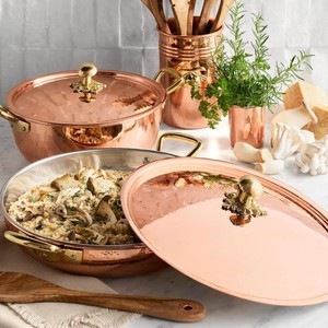 Multipurpose Copper Saucepan Cooking Pot with Lid for Home Kitchen Restaurant Hotel Use Durable Heavy Duty Metal Gas Compatible - Product Image 1