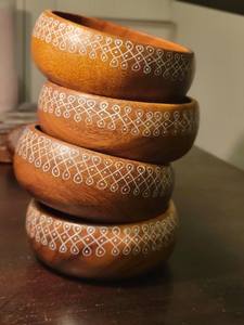 Bol alimentaire en bois traditionnel fait à la main, plat de service en bois massif naturel pour le petit-déjeuner, les céréales, le riz, la soupe, bol écologique pour la cuisine - Product Image 2