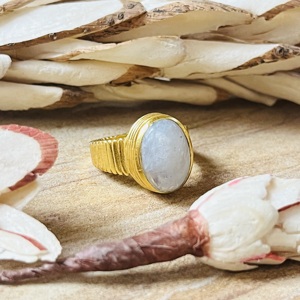 Trend Latest Design Moonstone <b>Rings</b> Tribal Brass <b>Ring</b> For Women 18k <b>Gold</b> Plated Geometric <b>Cocktail</b> <b>Ring</b> for Wholesale/OEM/ODM - Product Image 1
