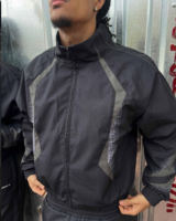 Setelan Olahraga Dua Potong Streetwear, Jaket Windbreaker Nylon Polyester Crinkle dan Celana Jogger, Ringan