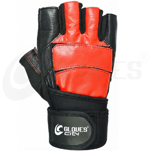 Hot Selling Cotton & PU Leather Half Finger Non-Slip Fitness <b>Gloves</b> for Unisex Weight Lifting in Gym- Brand - Product Image 5