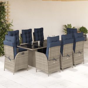 Set da Pranzo da Giardino in Rattan Grigio per 8 Persone, Resistente alle Intemperie, Arredamento da Esterno - Product Image 1